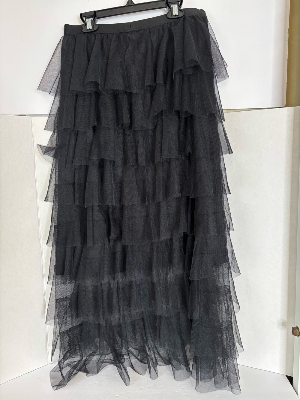 Ebossy Black Tiered Maxi Tulle Skirt